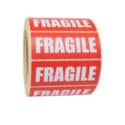 Fragile labels white red image