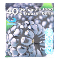 Tie handle food freezer bags